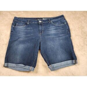 Aeropostale Bermuda Denim Women's Shorts Size 18 Juniors Blue Mid Rise 5-Pocket